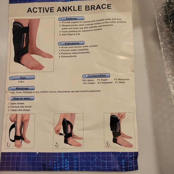 Active Ankle Brace  Medium Lace Up & Strap Multi Sport - Picture 2 of 8